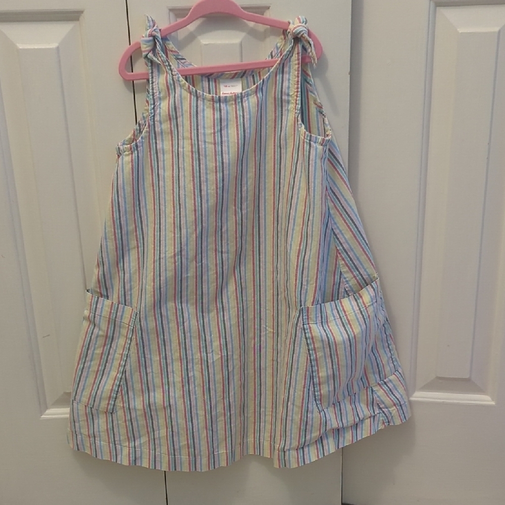 Hanna Andersson Blue and Pink Spaghetti Strap Sundress With Front Pockets.